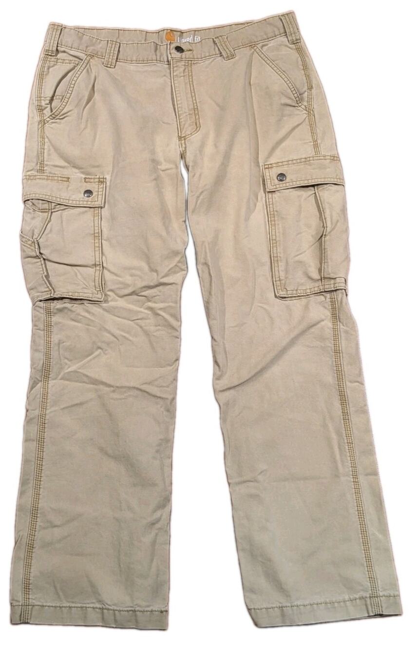 Carhartt Mens Cargo Pants 36x30 Relaxed Fit Khaki Tan Work Utility 102772